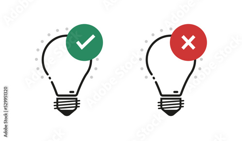 Light bulb icon with working and faulty information.