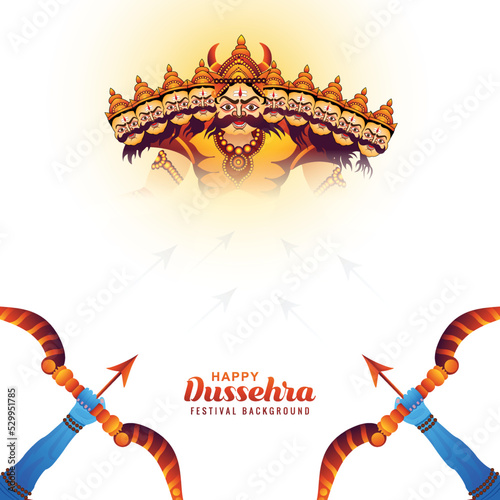 Lord rama with arrow killing ravana in navratri festival holiday background