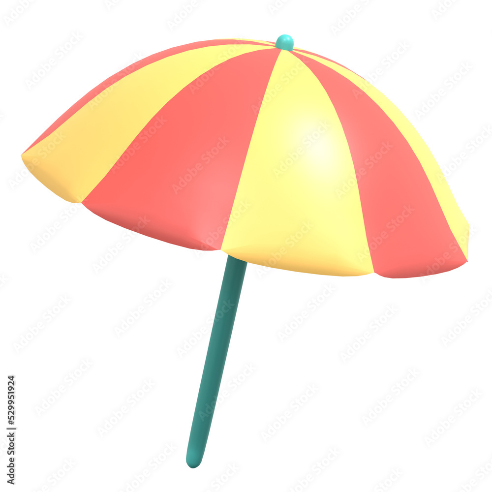 3d render red and yellow summer sunshade icon 3d render red and yellow summer sunshade icon