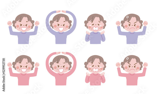 いろいろな表情のシニア女性