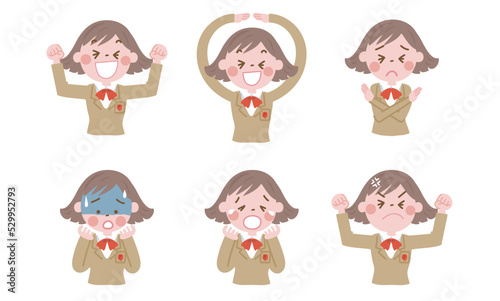 いろいろな表情の女子高校生