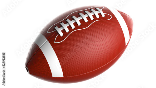 Blown-white American football standard ball under white background. 3D CG.Portable Network Graphics. PNG file format. photo