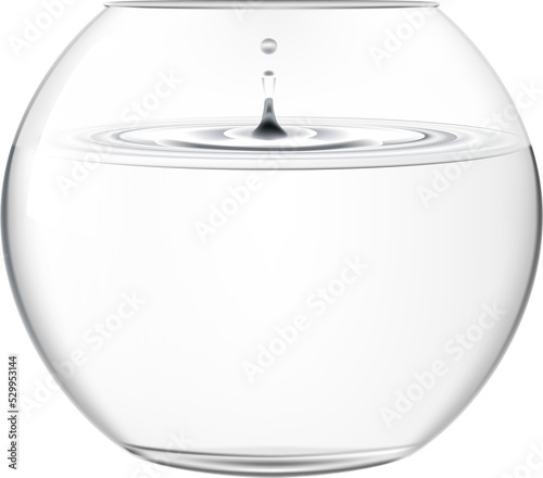 Realistic transparent glass fish bowl photo