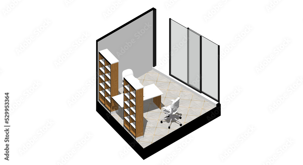 Isometric Architectural Projection - AI Interior Isometric Office 3