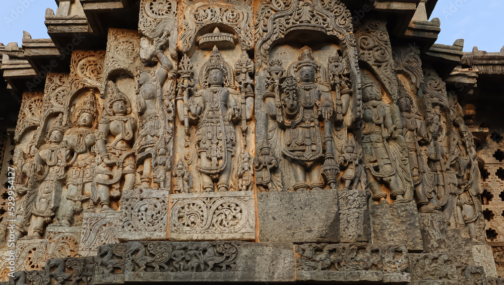 The Sculptures of Hindu God Goddess on the Temple Hoysaleshwara ...
