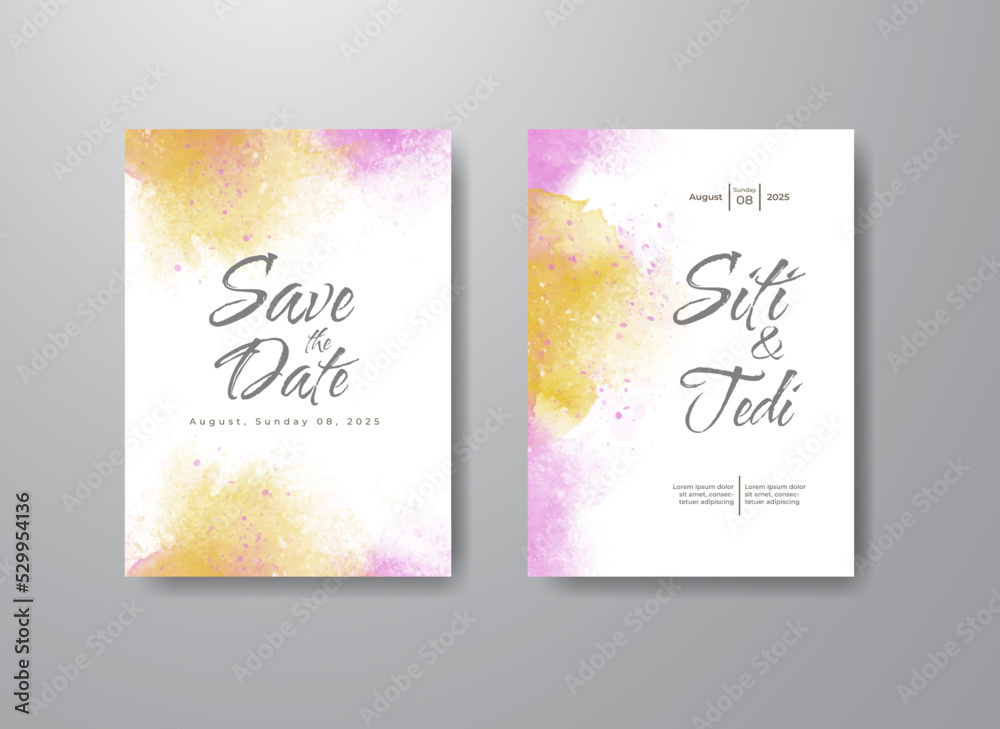 Fototapeta premium Wedding invitation with abstract watercolor background