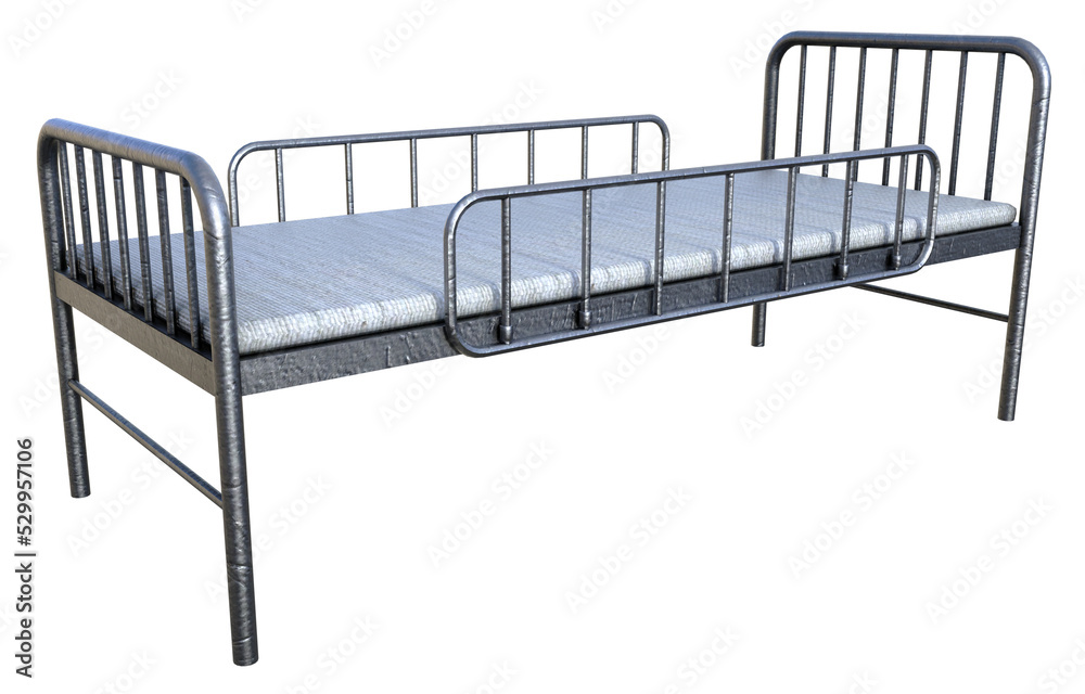Hospital Bed with a mattress and raised adjustable sides Hospital Bed with a mattress and raised adjustable sides
