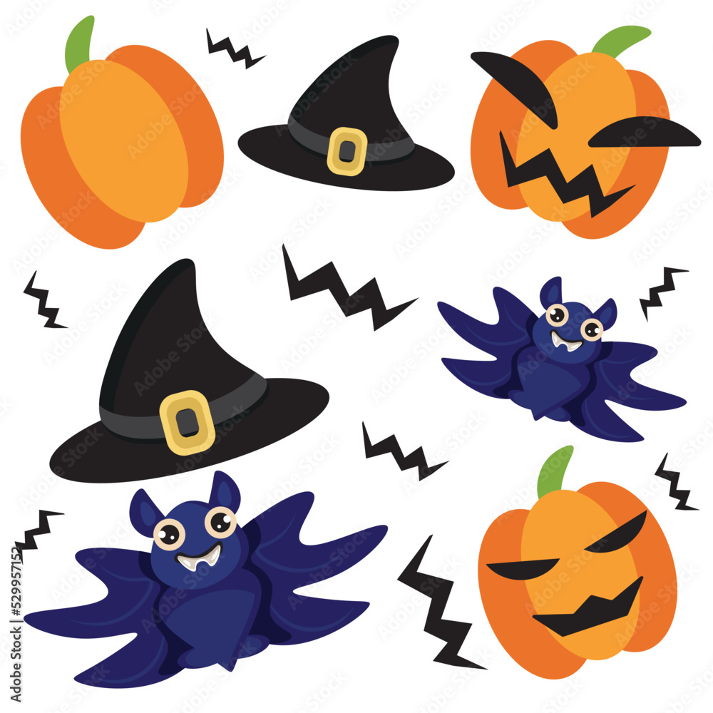 Halloween pattern bat, pumpkin, hat Halloween pattern bat, pumpkin, hat