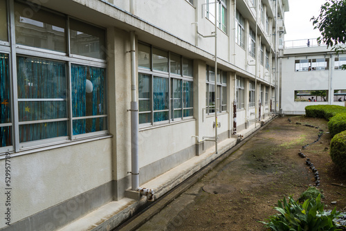 さまざまな青春が繰り広げられる、学校の校舎裏の風景