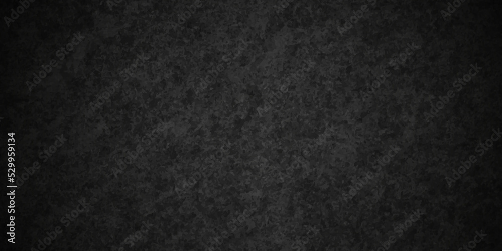 Dark black stone grunge cracked textured concrete background. Panorama dark grey black slate background or texture. Vector black concrete texture. Stone wall background.