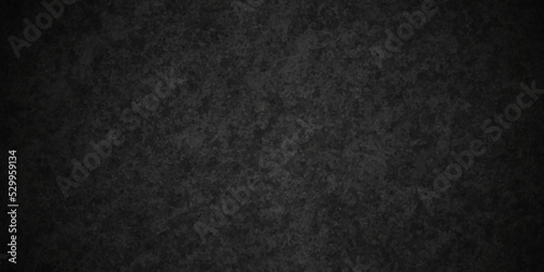 Dark black stone grunge cracked textured concrete background. Panorama dark grey black slate background or texture. Vector black concrete texture. Stone wall background.
