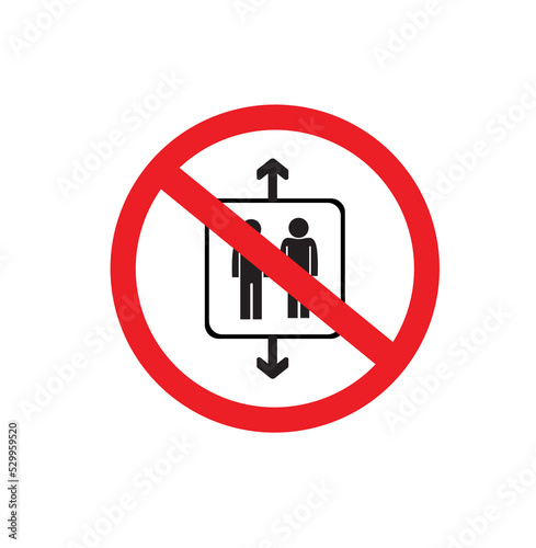 no elevator sign on white background