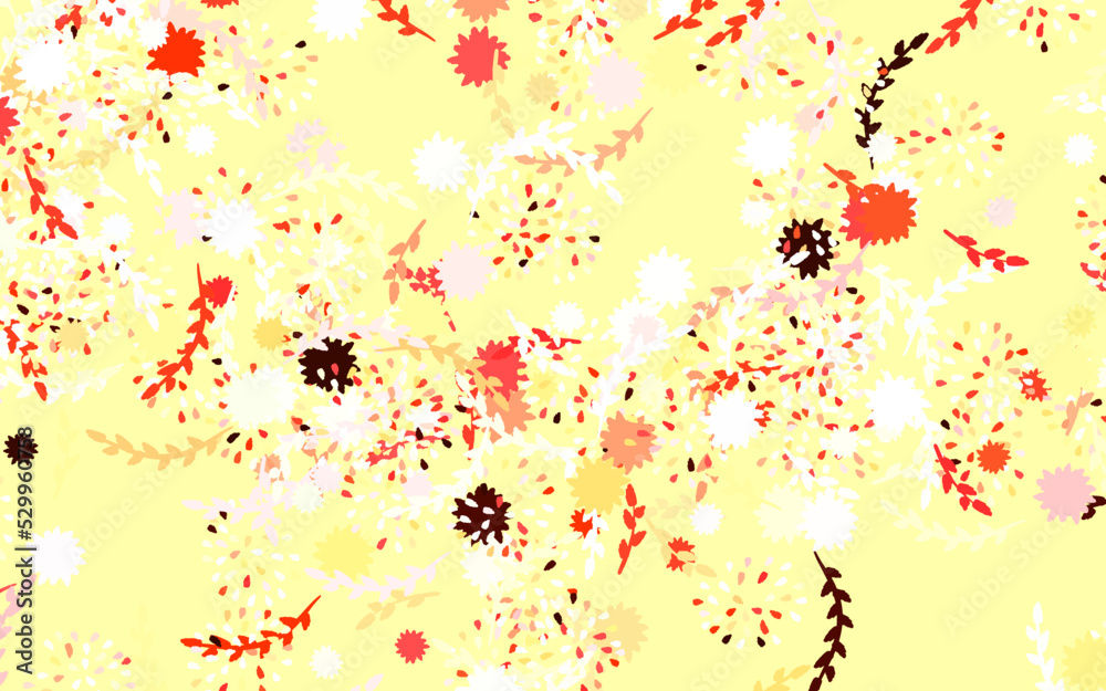 Light Orange vector abstract design with flowers, roses.