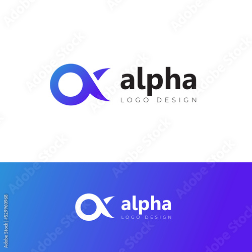 alpha icon logo design minimal logotype vector template
