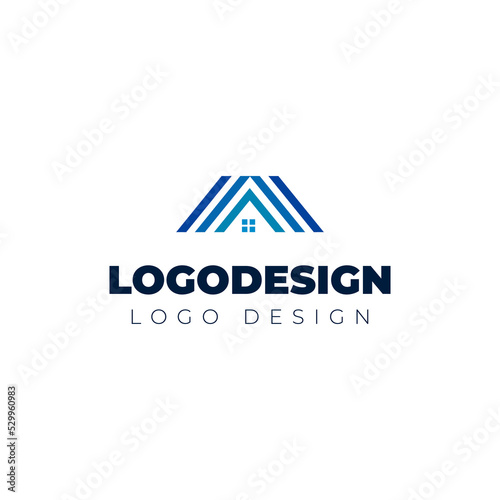 minimal home logo design A letter form vector template