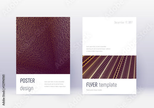 Minimalistic cover design template set. Gold abstr