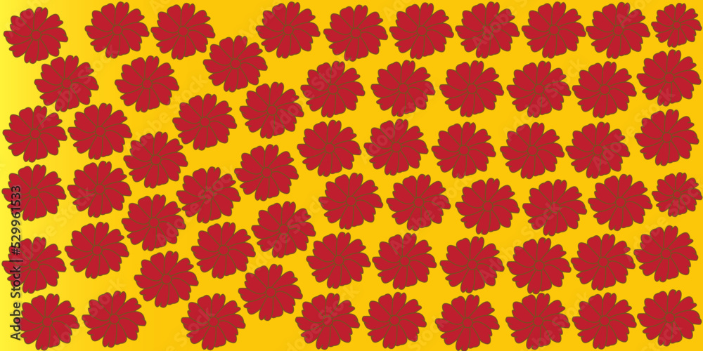 yellow background and red flowers
