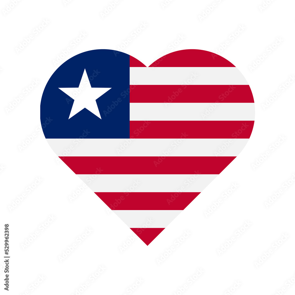 Liberia vector flag heart on white background Liberia vector flag heart on white background