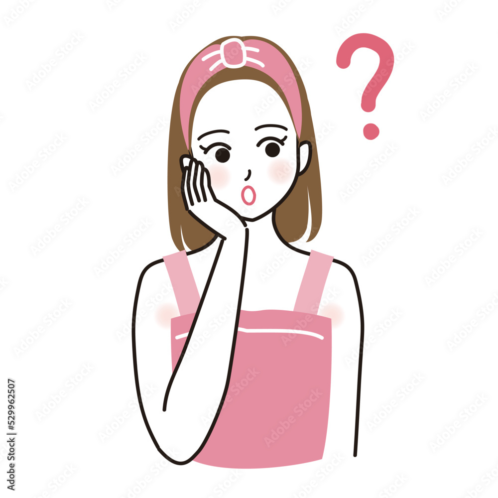 スキンケアに悩みがある女性のベクターイラスト スキンケアに悩みがある女性のベクターイラスト
