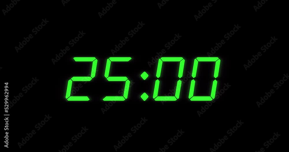 Simple 30 seconds digital alarm clock countdown timer. Green digits on black colour display. Simple 30 seconds digital alarm clock countdown timer. Green digits on black colour display.