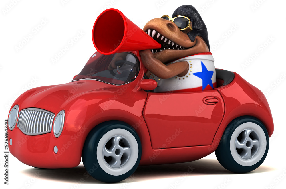 Fun 3D cartoon illustration of a Trex rocker Fun 3D cartoon illustration of a Trex rocker