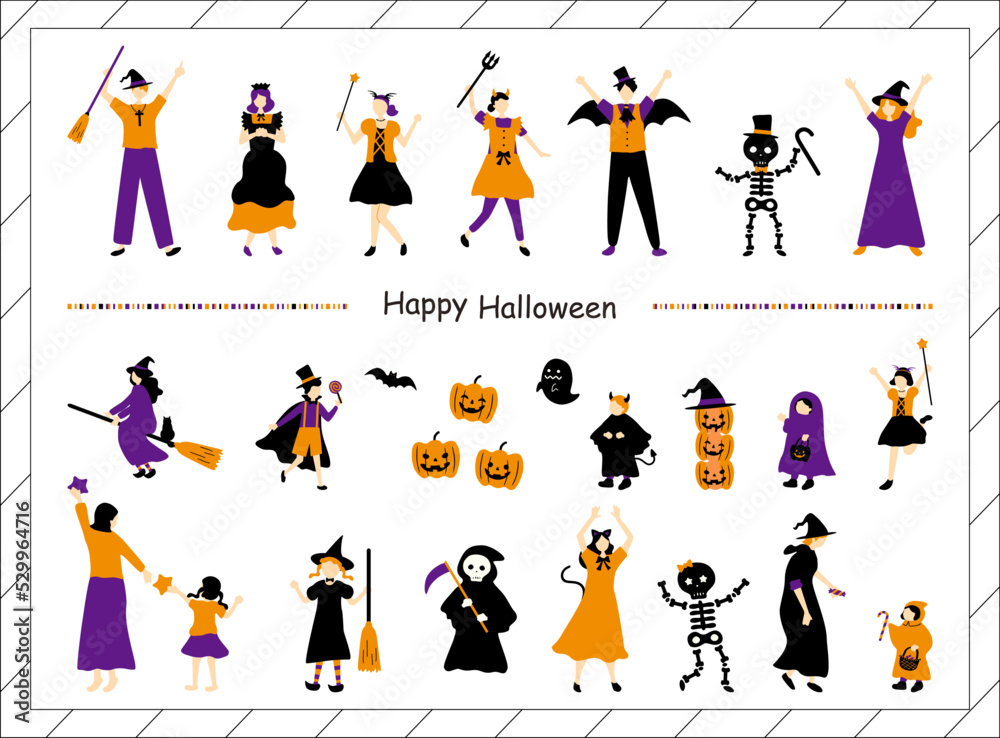 Naklejka premium ハロウィンを楽しむ人達 