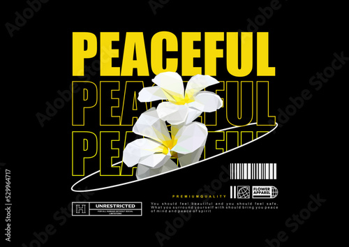  Polygonal illustration of plumeria flower t shirt design, vector graphic, typographic poster or tshirts street wear and Urban style