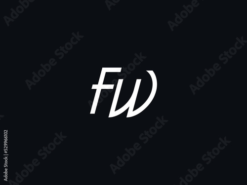 Modern FW Logo Image, unique Fw wf Logo Letter Vector Black White Stock Image Design For Business photo