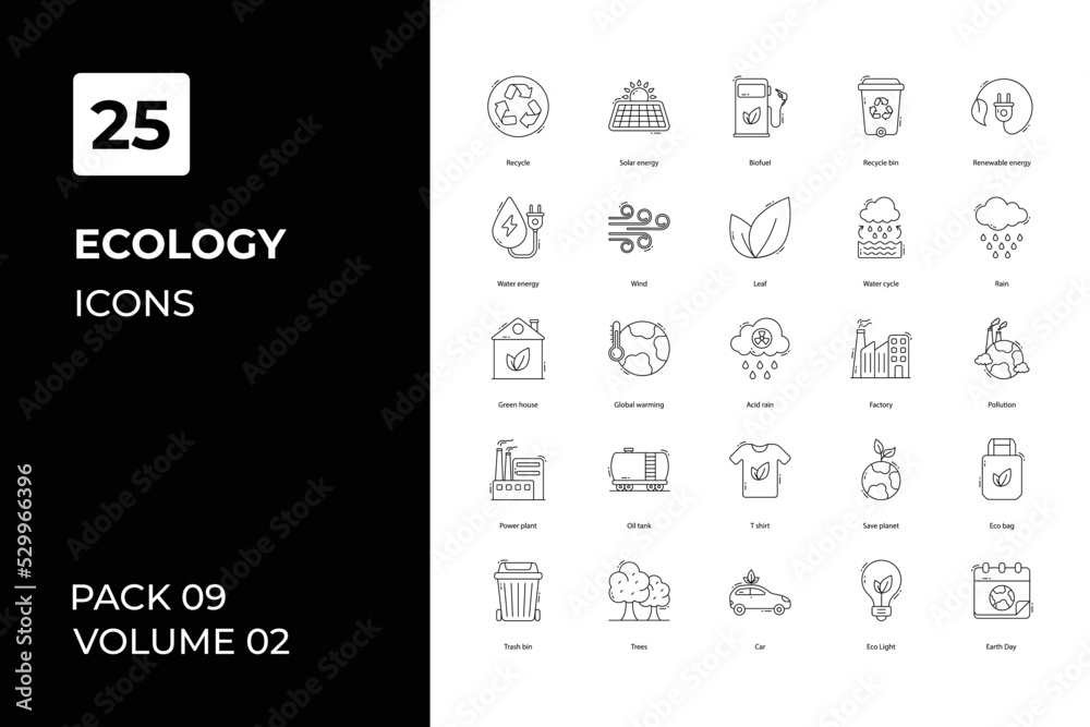 Ecology icons collection. Set vector line with elements for mobile concepts and web apps. Collection modern icons.