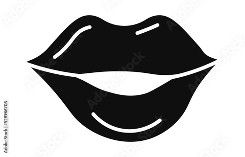 Lips sticker or emoticons, women mouth vector
