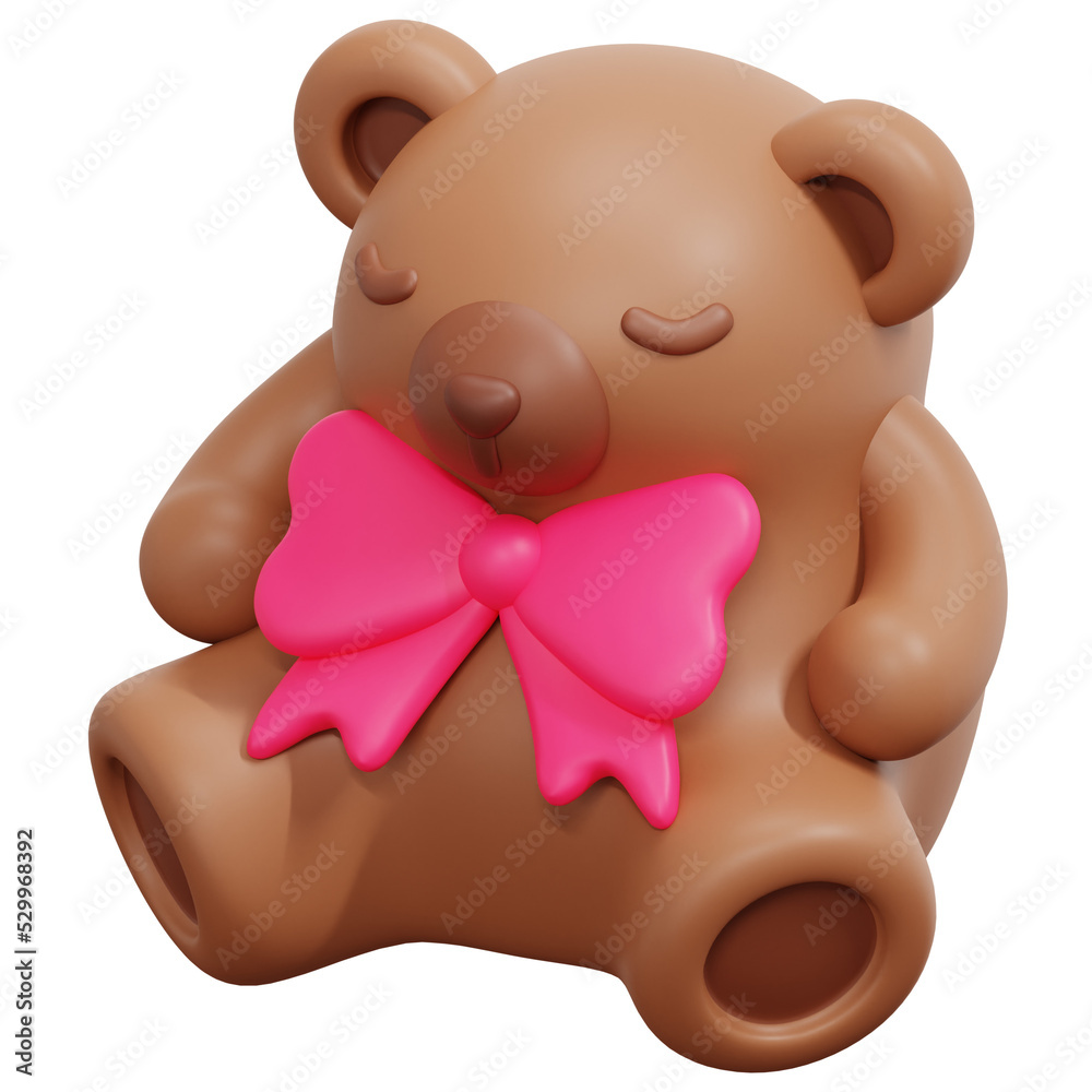 teddy bear 3d render icon illustration