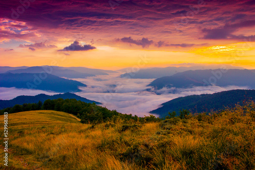 spectacular nature scenery  awesome sunset landscape  beautiful morning background in the mountains  Carpathian mountains  Ukraine  Europe 