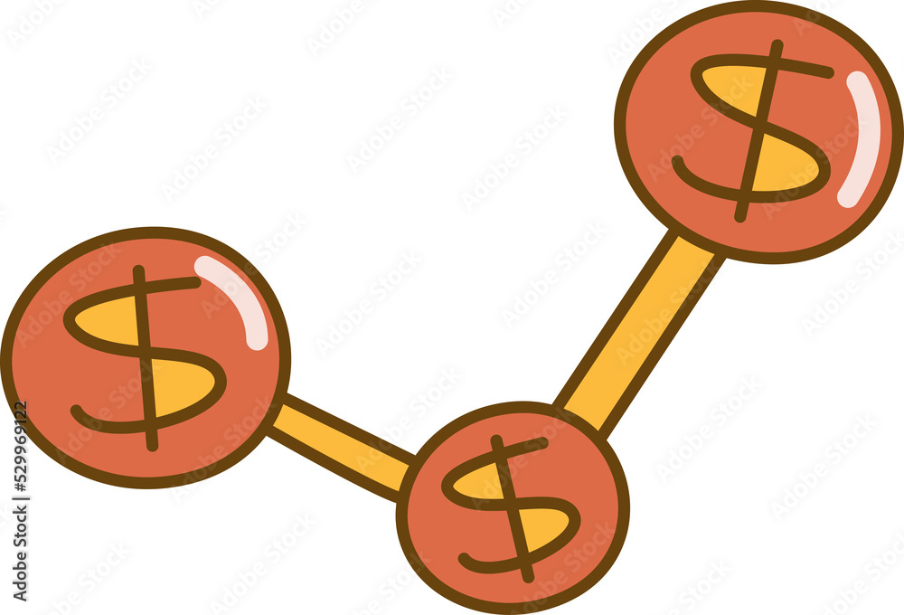 Dollar Link and Network Doodle Illustration Dollar Link and Network Doodle Illustration