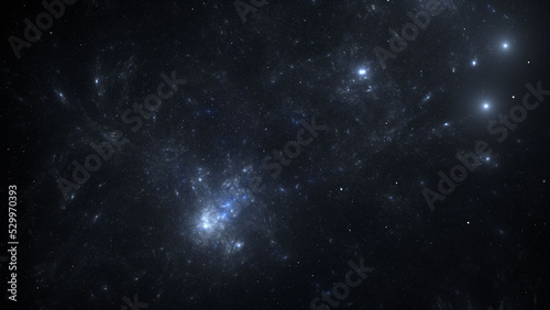 Fototapeta Naklejka Na Ścianę i Meble -  Outer space, stars, planets and galaxies in the universe. The light of distant stars billions of years ago. 3d illustration