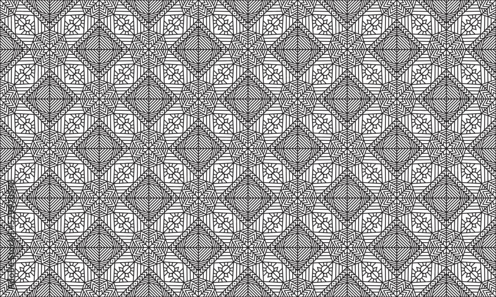 ethnic geometric line abstract background, mandala pattern seamless