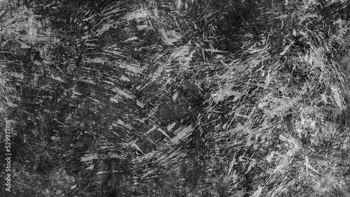 白黒のラフなペイント。抽象素材。スクラッチ、グランジ背景。