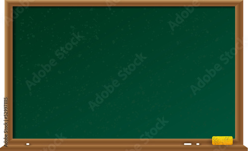 Empty green chalkboard with wooden frame