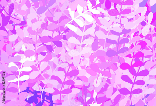 Light Purple vector doodle backdrop with leaves.