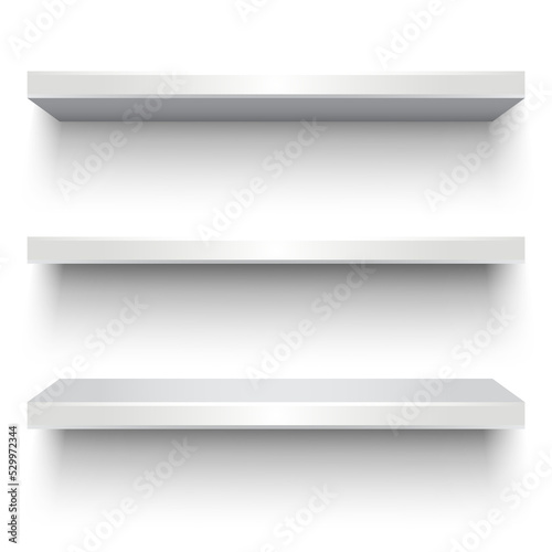 Empty white shelves photo