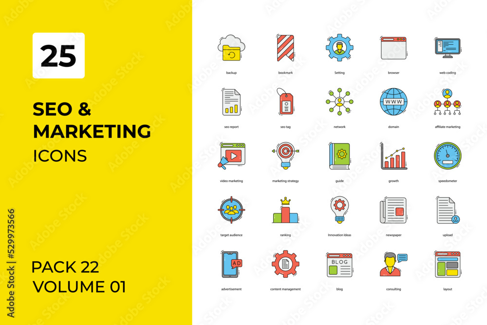 Fototapeta Seo and marketing icons collection. Set vector line with elements for mobile concepts and web apps. Collection modern icons.