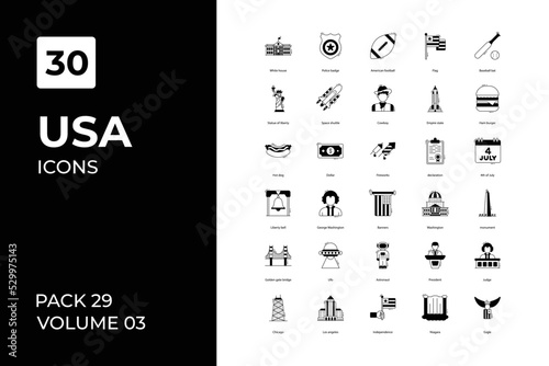 Usa icons collection. Set vector line with elements for mobile concepts and web apps. Collection modern icons.