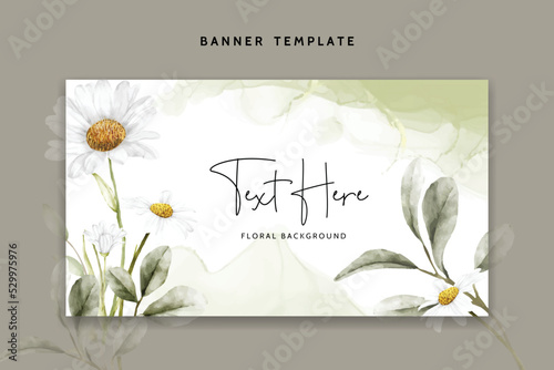 elegant floral banner template with beautiful daisy flower