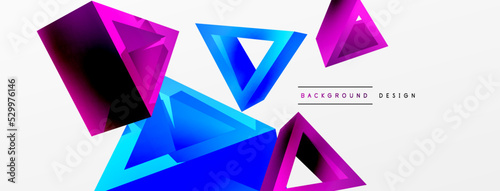 3d triangle abstract background. Basic shape technology or business concept composition. Trendy techno business template for wallpaper, banner, background or landing