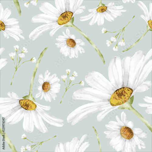 beautiful watercolor daisy flower seamless pattern