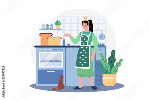Cooking and Kitchen Illustration concept on white background