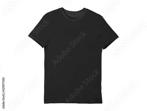 Leinwand Poster Isolated fold black blank T-shirt product for design concept mock up