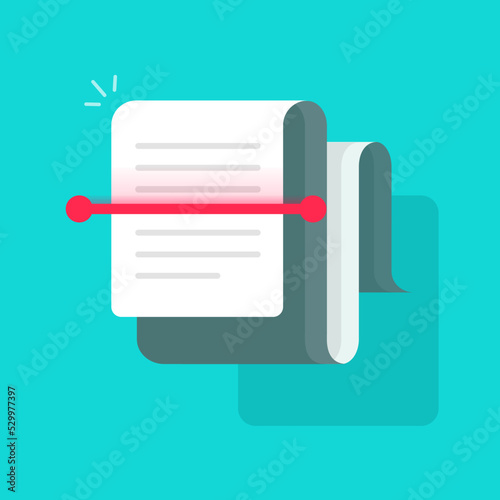 Scanning document icon vector or ocr software text recognition technology symbol flat cartoon illustration, paper file scan graphic image photo