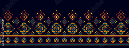 Ikat ethnic seamless pattern decoration design. Aztec fabric carpet boho mandalas textile home decor wallpaper. Tribal native motif Hungarian polish Moravian folk American traditional embroidery 