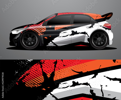 Rally car decal graphic wrap vector, abstract background