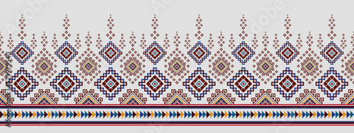 Ikat ethnic seamless pattern decoration design. Aztec fabric carpet boho mandalas textile home decor wallpaper. Tribal native motif Hungarian polish Moravian folk American traditional embroidery 